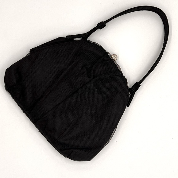 NEW AUTH DOLCE & GABBANA BON TON BLACK MINI RUCHED FORMAL BAG MESH TULLE - Picture 1 of 7